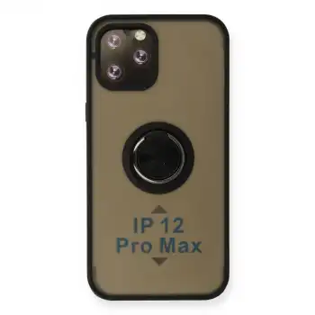 Apple İphone 12 Pro Max Kılıf Montreal Yüzüklü Silikon Kapak - Siyah