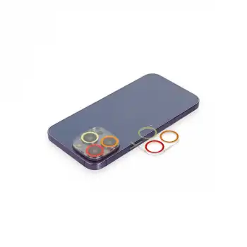 Apple İphone 12 Pro Max Renkli Kamera Lens Koruma Cam - Turuncu-kırmızı