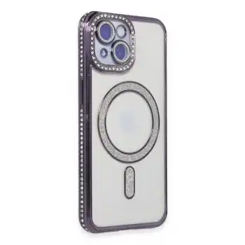 Apple İphone 13 Kılıf Joke Simli Magneticsafe Kılıf - Derin Mor