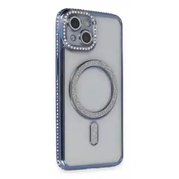 Apple İphone 13 Kılıf Joke Simli Magneticsafe Kılıf - Mavi