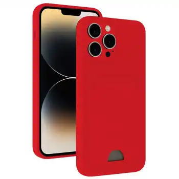 Apple İphone 13 Pro Kılıf Kelvin Kartvizitli Silikon - Kırmızı