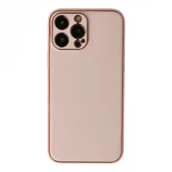 Apple İphone 13 Pro Max Kılıf Coco Deri Silikon Kapak - Pudra