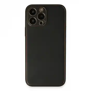 Apple İphone 13 Pro Max Kılıf Coco Deri Silikon Kapak - Siyah