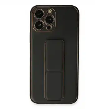 Apple İphone 13 Pro Max Kılıf Coco Deri Standlı Kapak - Siyah