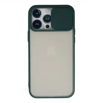 Apple İphone 13 Pro Max Kılıf Palm Buzlu Kamera Sürgülü Silikon - Yeşil