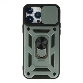 Apple İphone 13 Pro Max Kılıf Pars Lens Yüzüklü Silikon - Yeşil