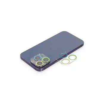 Apple İphone 13 Pro Max Renkli Kamera Lens Koruma Cam - Yeşil-sarı