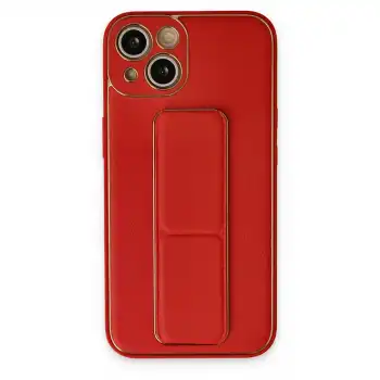 Apple İphone 14 Kılıf Coco Deri Standlı Kapak - Kırmızı