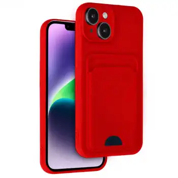 Apple İphone 14 Kılıf Kelvin Kartvizitli Silikon - Kırmızı