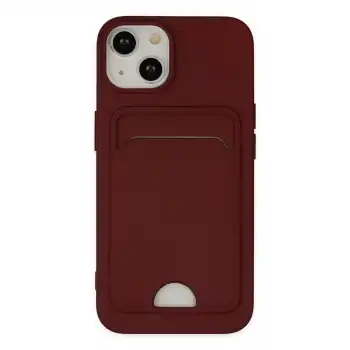Apple İphone 14 Plus Kılıf Kelvin Kartvizitli Silikon - Bordo