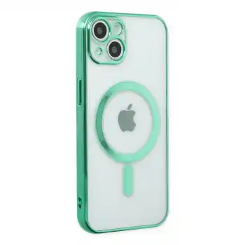 Apple İphone 14 Plus Kılıf Magneticsafe Lazer Silikon - Haki Yeşil