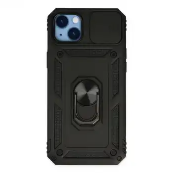Apple İphone 14 Plus Kılıf Pars Lens Yüzüklü Silikon - Siyah
