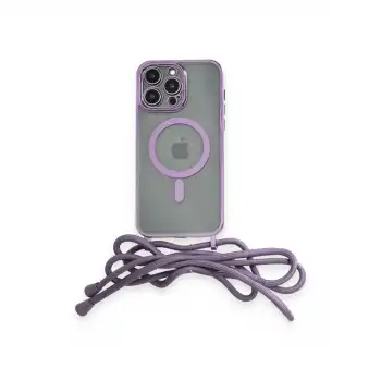 Apple İphone 14 Pro Kılıf Divo Lazer Askılı Magsafe Kapak - Lila