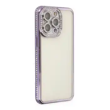 Apple İphone 14 Pro Kılıf Joke Taşlı Silikon - Mor