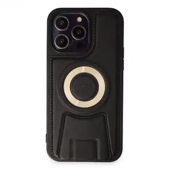 Apple İphone 14 Pro Kılıf Merkür Magneticsafe Standlı Kapak - Siyah