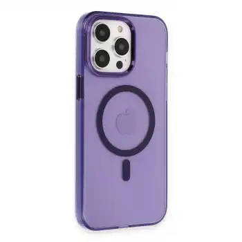 Apple İphone 14 Pro Max Kılıf Tron Şeffaf Magsafe Kapak - Derin Mor