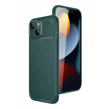 Apple İphone 15 Kılıf Auto Focus Karbon Kapak - Yeşil