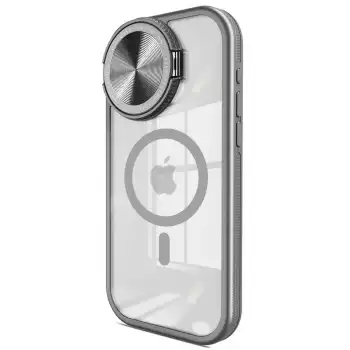 Apple İphone 15 Pro Max Kılıf Teleskop Lens Magsafe Silikon Kapak - Titan Gri