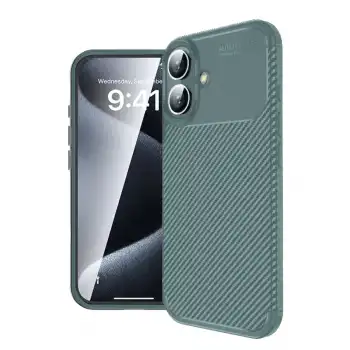 Apple İphone 16 Kılıf Auto Focus Karbon Kapak - Koyu Yeşil