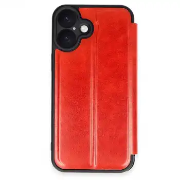 Apple İphone 16 Kılıf Flip Cover - Kırmızı