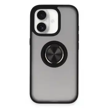 Apple İphone 16 Kılıf Montreal Yüzüklü Silikon Kapak - Siyah