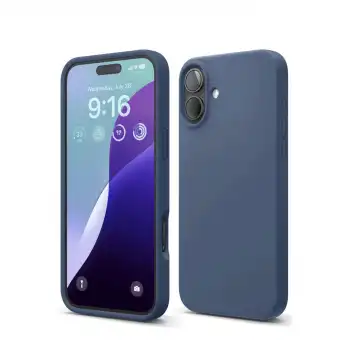 Apple İphone 16 Plus Kılıf Nano İçi Kadife Silikon - Lacivert