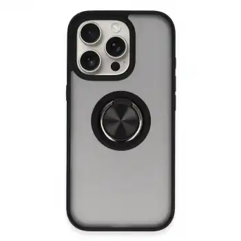 Apple İphone 16 Pro Kılıf Montreal Yüzüklü Silikon Kapak - Siyah