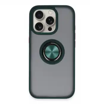 Apple İphone 16 Pro Kılıf Montreal Yüzüklü Silikon Kapak - Yeşil