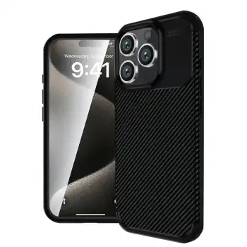 Apple İphone 16 Pro Max Kılıf Auto Focus Karbon Kapak - Siyah