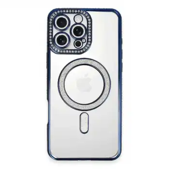 Apple İphone 16 Pro Max Kılıf Joke Simli Magneticsafe Kılıf - Lacivert