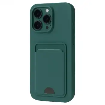 Apple İphone 16 Pro Max Kılıf Kelvin Kartvizitli Silikon - Koyu Yeşil