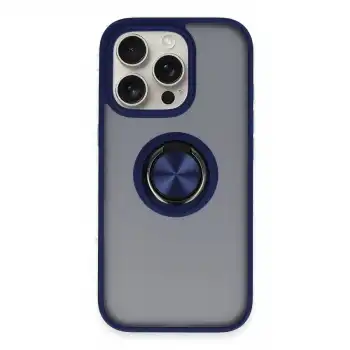 Apple İphone 16 Pro Max Kılıf Montreal Yüzüklü Silikon Kapak - Lacivert