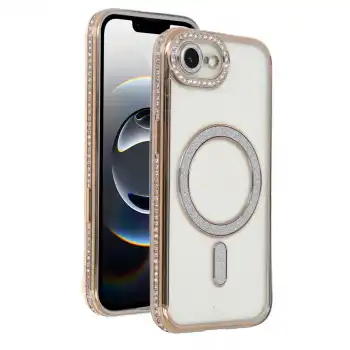 Apple İphone 16e Joke Simli Magneticsafe Kılıf - Gold