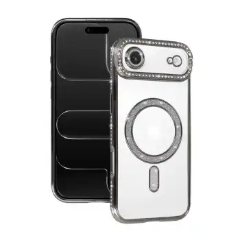 Apple İphone 17 Air Joke Simli Magneticsafe Kılıf - Gümüş