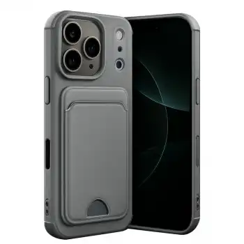 Apple İphone 17 Pro Kelvin Kartvizitli Silikon - Gri