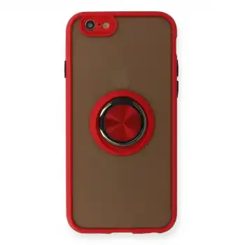 Apple İphone 6 Kılıf Montreal Yüzüklü Silikon Kapak - Kırmızı