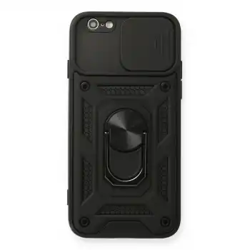 Apple İphone 6 Kılıf Pars Lens Yüzüklü Silikon - Siyah