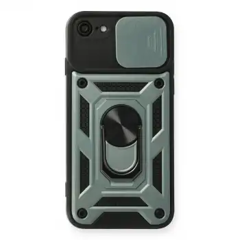 Apple İphone 7 Kılıf Pars Lens Yüzüklü Silikon - Yeşil