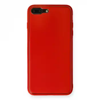 Apple İphone 7 Plus Kılıf Coco Deri Silikon Kapak - Kırmızı