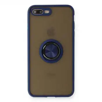 Apple İphone 7 Plus Kılıf Montreal Yüzüklü Silikon Kapak - Lacivert