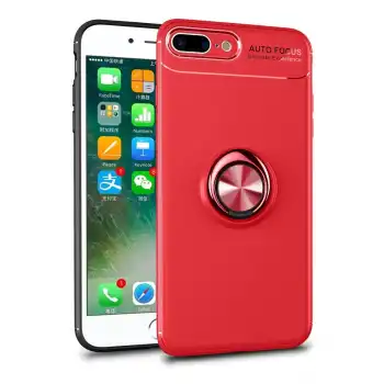 Apple İphone 7 Plus Kılıf Range Yüzüklü Silikon - Kırmızı