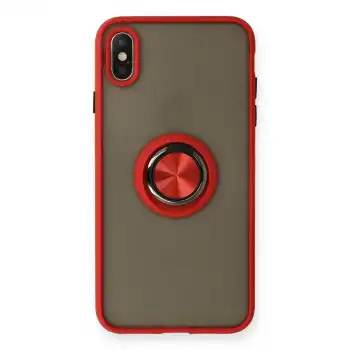 Apple İphone X Kılıf Montreal Yüzüklü Silikon Kapak - Kırmızı