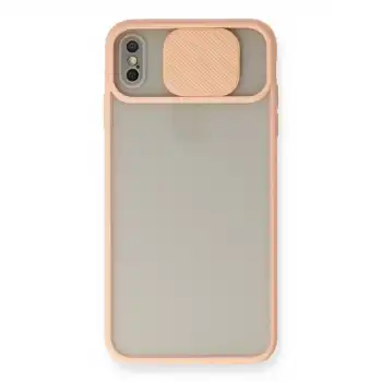 Apple İphone X Kılıf Palm Buzlu Kamera Sürgülü Silikon - Pembe