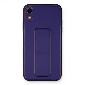 Apple İphone Xr Kılıf Coco Deri Standlı Kapak - Mor