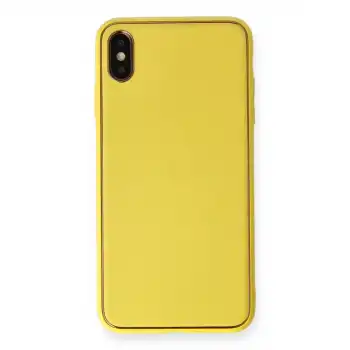 Apple İphone Xs Max Kılıf Coco Deri Silikon Kapak - Sarı