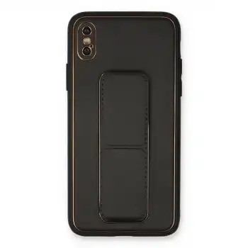 Apple İphone Xs Max Kılıf Coco Deri Standlı Kapak - Siyah