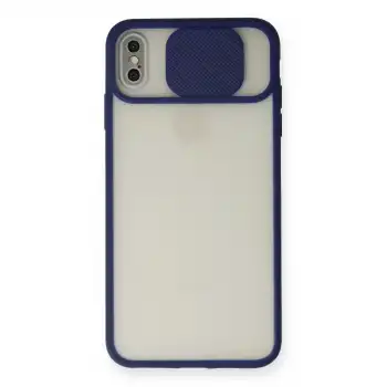 Apple İphone Xs Max Kılıf Palm Buzlu Kamera Sürgülü Silikon - Lacivert