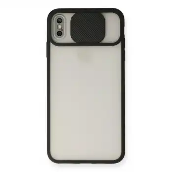 Apple İphone Xs Max Kılıf Palm Buzlu Kamera Sürgülü Silikon - Siyah