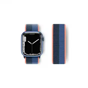 Apple Watch 38mm Hasırlı Cırtcırtlı Kordon (saat Değildir) - Siyah-mavi