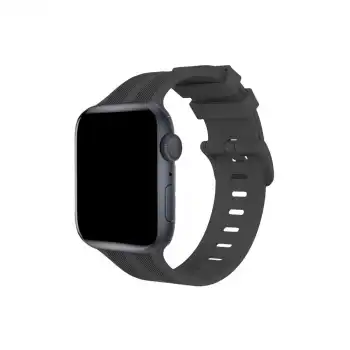 Apple Watch 38mm Kr408 Çizgili Silikon Kordon - Koyu Gri